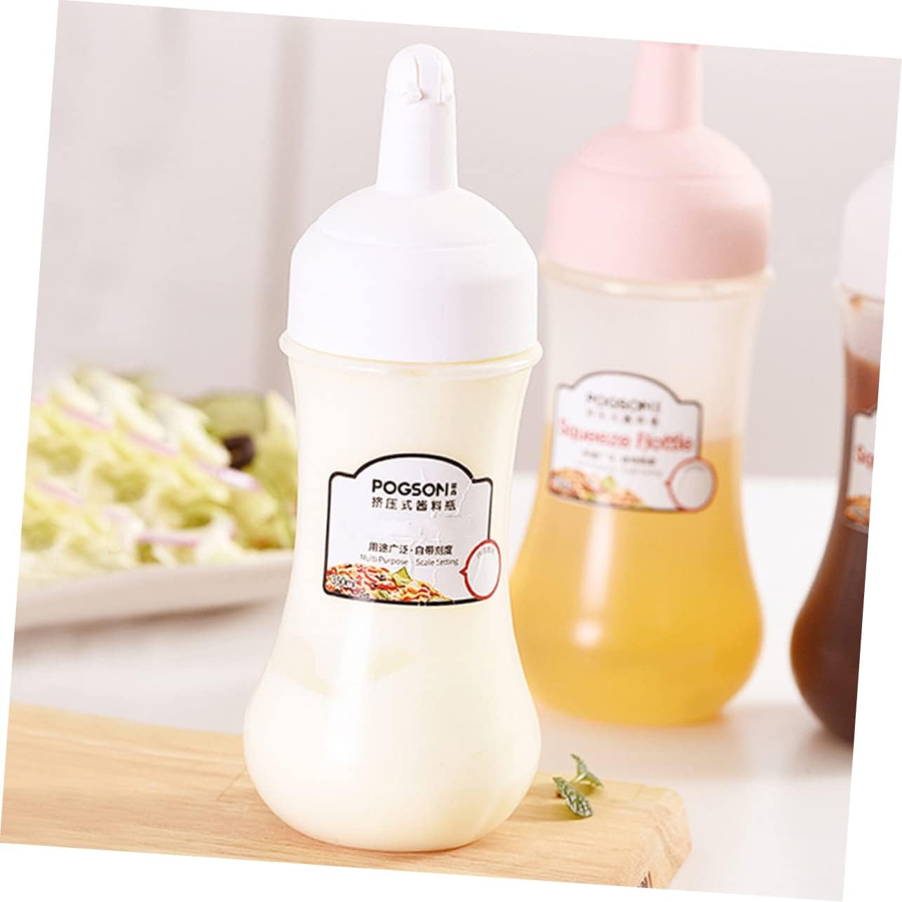 LABRIMP 2Pcs 350ml Condiment Squeeze Bottles