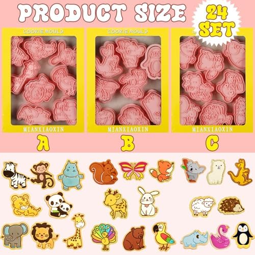 Roshtia 24 Pcs 3D Animal Cookie Cutters Set Plastic 1