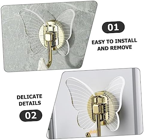 Happyyami 2pcs Butterfly Wall Hooks for Bathroom and Key Holders 1