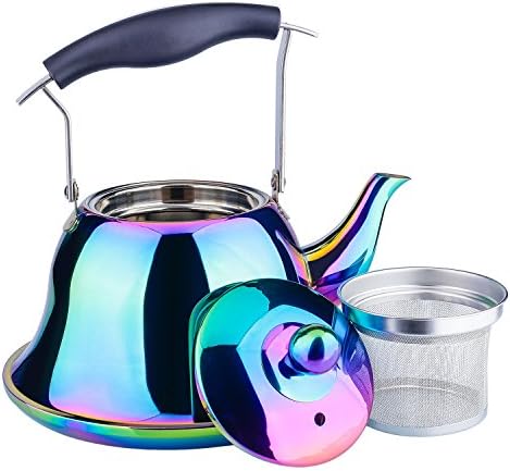 Onlycooker Whistling Tea Kettle with Infuser 2 Liter Rainbow