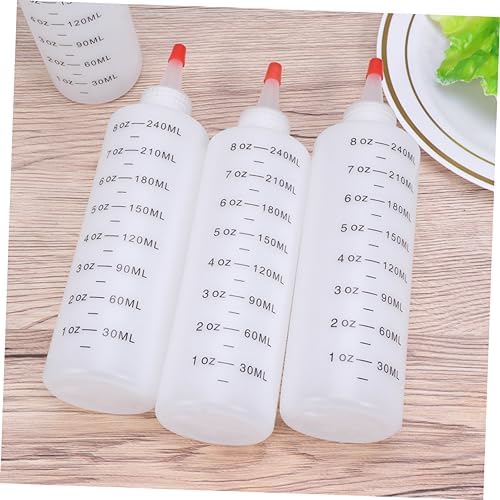 4pcs Plastic Tipped Salad Bottles with Red Lids for Condiments