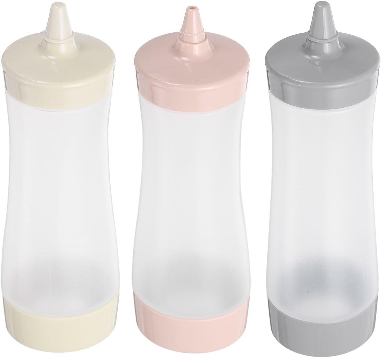 3pcs Plastic Squeeze Bottles with Cap for Condiments