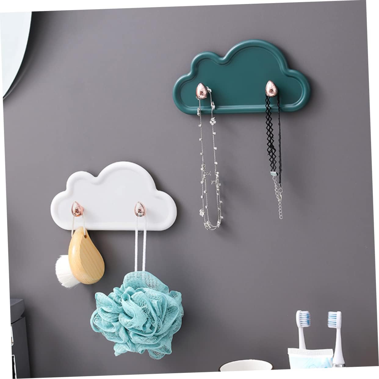 Veemoon 4 Pack Cloud Shape Adhesive Wall Hooks Key Holder Towel Rack