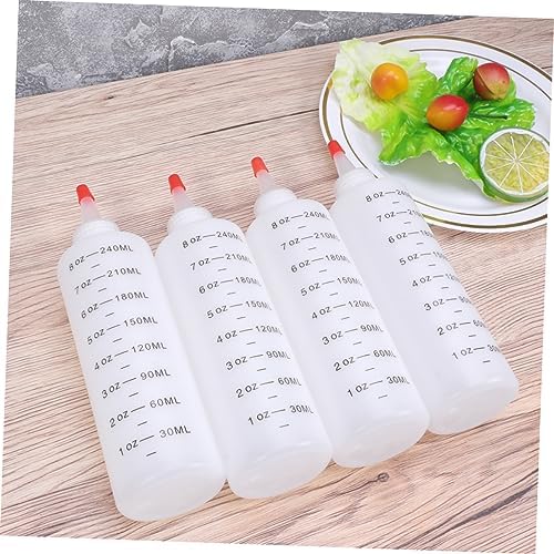 4 Pack Plastic Condiment Squeeze Bottles with Red Lids 1