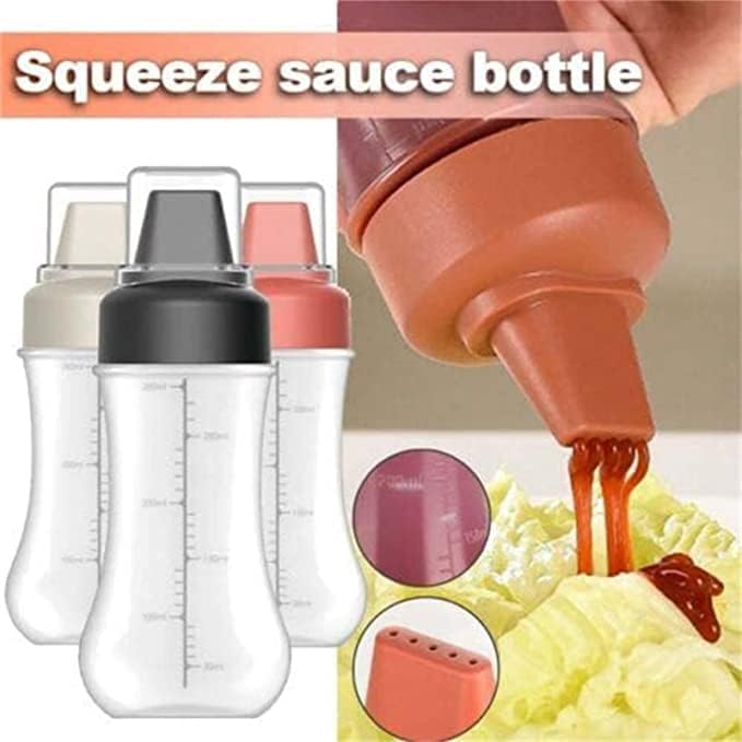 3Pcs Condiment Squeeze Bottle Set with 5 Holes