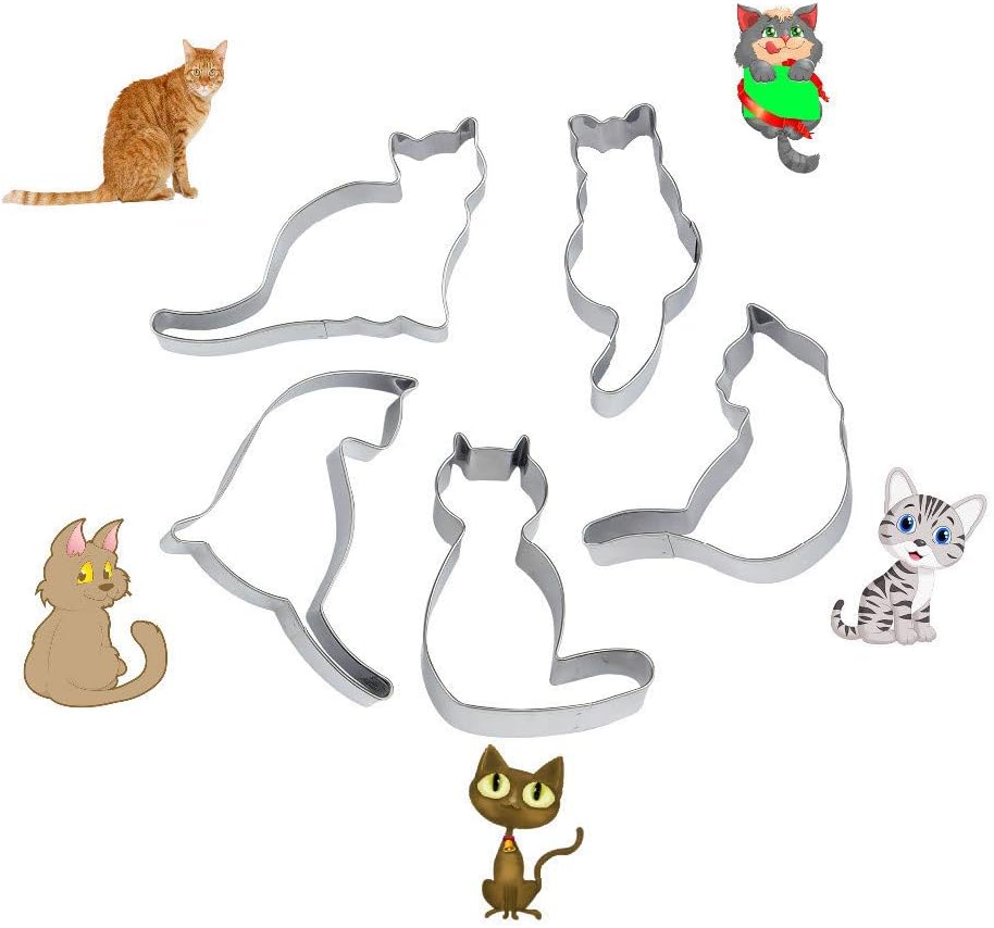 Kingsie WIN 5pcs Cat Cookie Cutter Set Stainless Steel