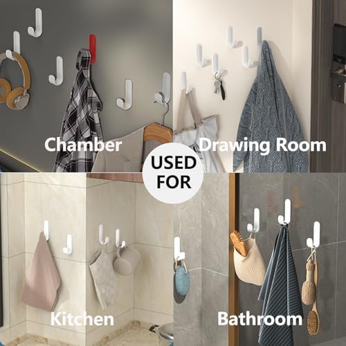 16 Pack J-Shaped Adhesive Hooks for Wall Damage-Free Key Holder