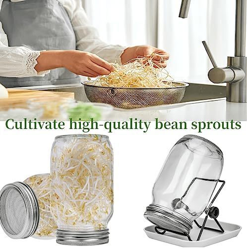 Lulonpon 2pcs Sprouts Growing Jar Kit 86mm 1000ml