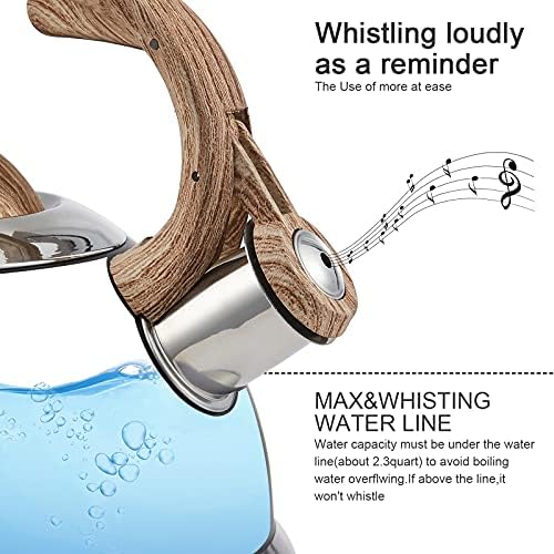 LUXGRACE 23 Qt Whistling Tea Kettle with Wood Handle