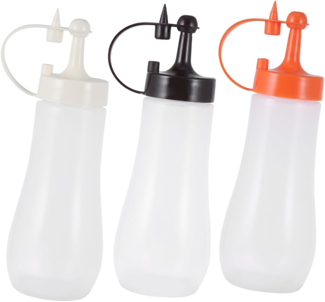 Ciieeo Salad Dressing Bottle Set of 3 Squeeze Sauce Bottles with Lids 1