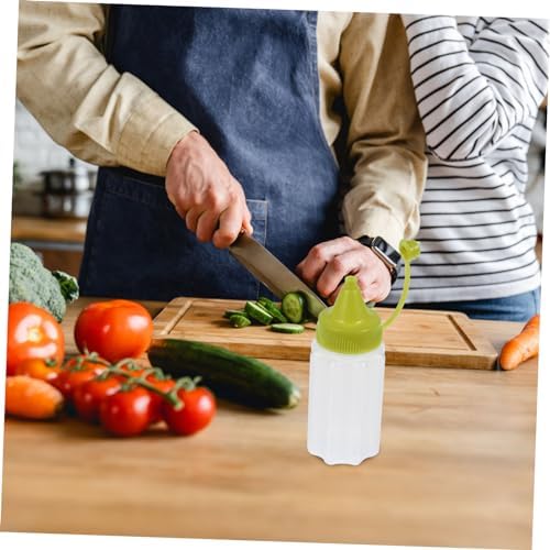 4pcs Transparent Condiment Squeeze Bottles Set for Ketchup Honey BBQ