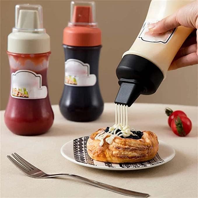 3Pcs Condiment Squeeze Bottle Set with 5 Holes