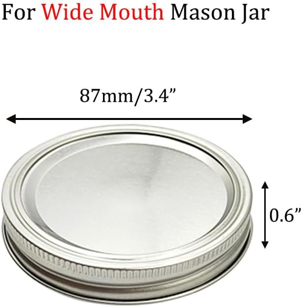 Deergo 12Pack Wide Mouth Mason Jar Canning Lids with Rings Silver
