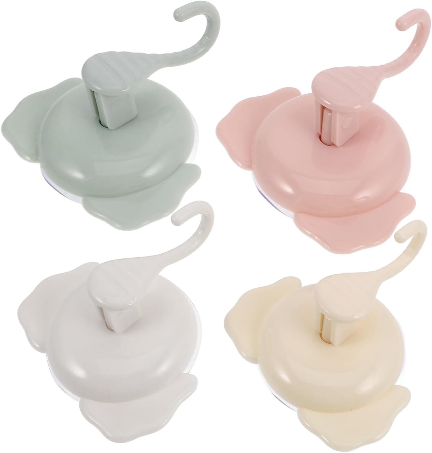GLEAVI 4Pcs Strong Suction Cup Hooks No Drill Bathroom Organizer