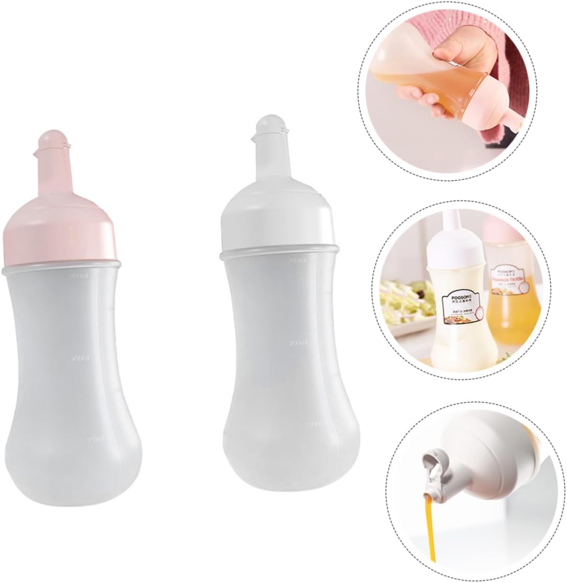 2Pcs 350ml Squeeze Sauce Bottles with Measurement Markings