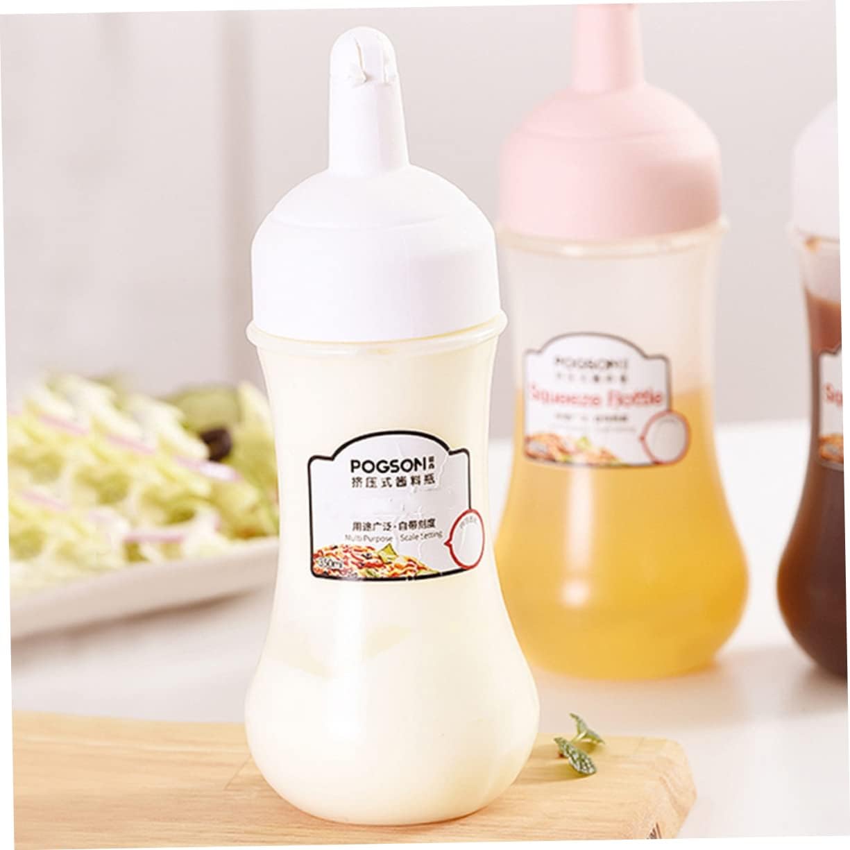 HOLIDYOYO 2Pcs 350ml Condiment Squeeze Bottles with Measurement