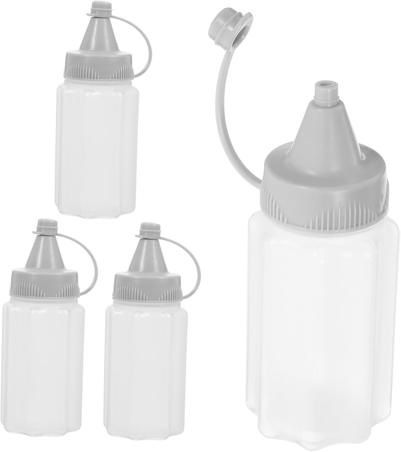 4pcs PP Dark Grey Condiment Squeeze Bottles