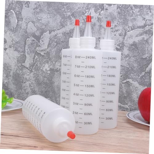 4pcs Plastic Tipped Salad Bottles with Red Lids for Condiments