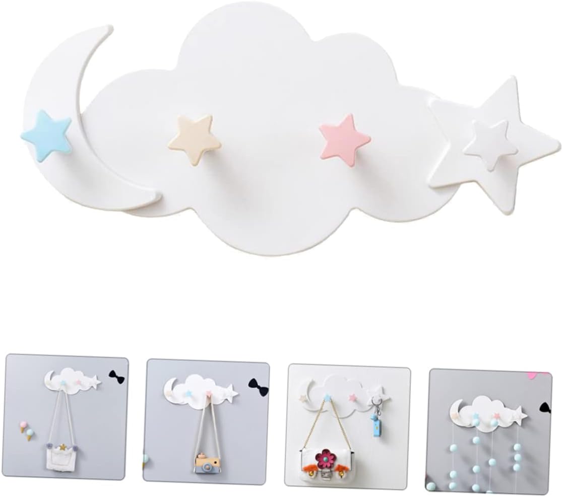 Healifty 2pcs Star Moon Wall Hooks Adhesive