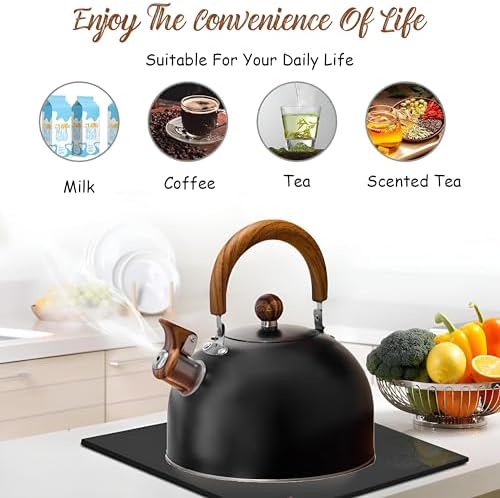 Drieamboat 3 Quart Whistling Tea Kettle with Folding Handle