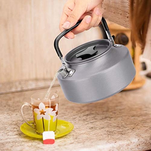 Fdit 11L Aluminum Teapot for Camping Hiking Kitchen Black Handle
