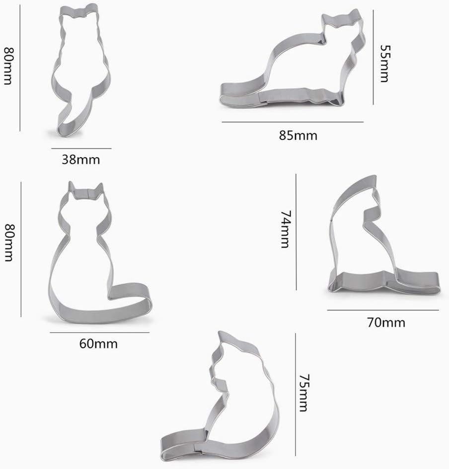 Kingsie WIN 5pcs Cat Cookie Cutter Set Stainless Steel