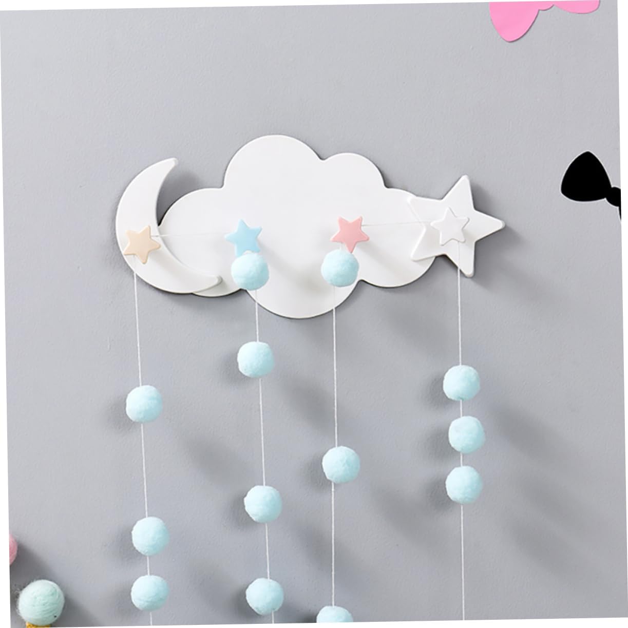 Ciieeo 2pcs Cloud Moon Adhesive Hooks for Keys Bags Hats