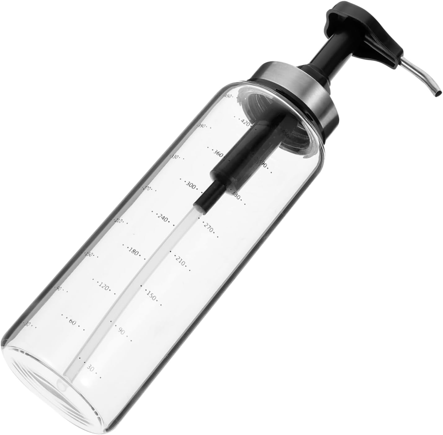 BRIGHTFUFU 500ml Glass and Steel Sauce Press Bottle