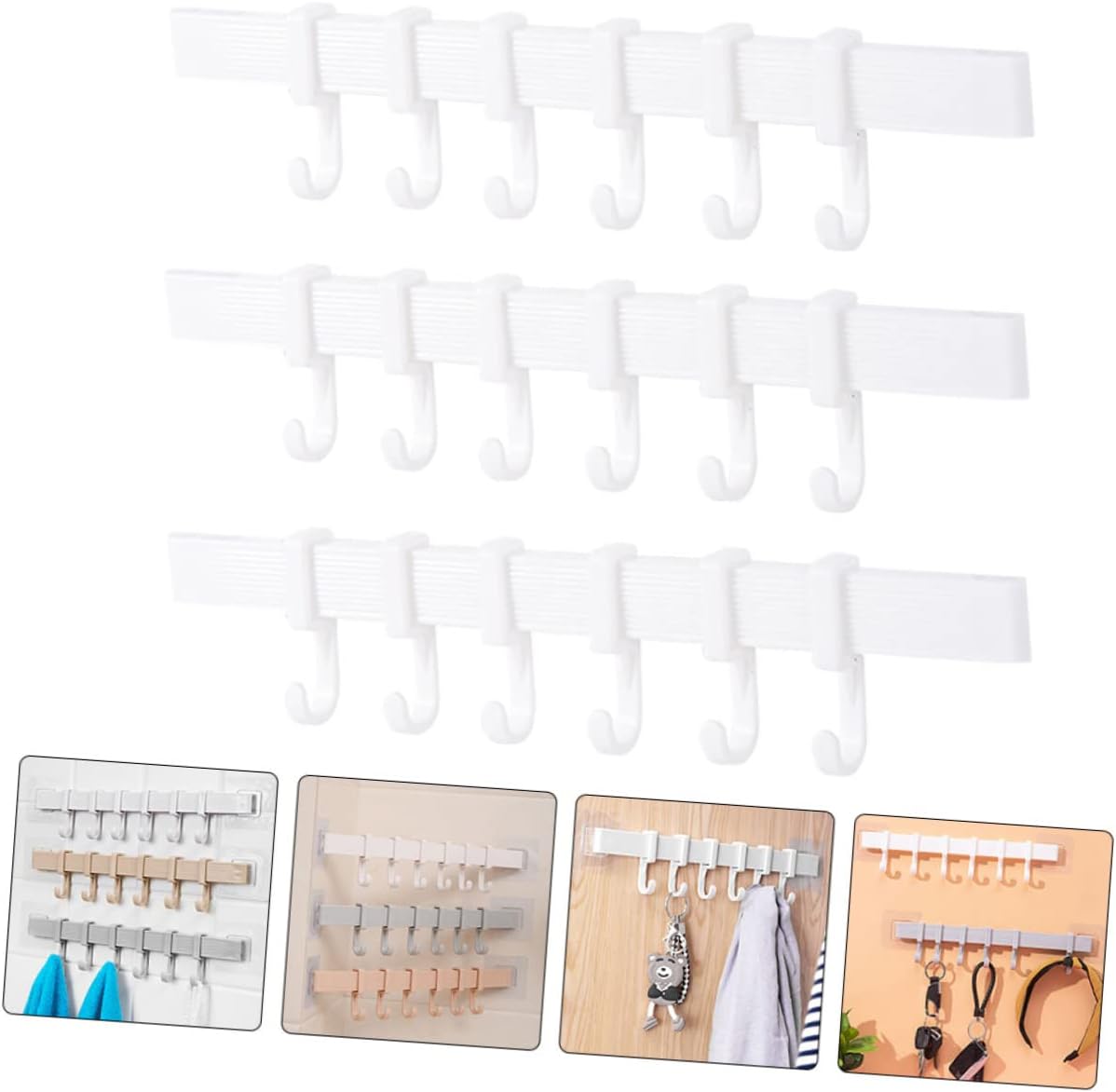 3pcs Punch Adhesive Hook Rack for Bathroom and Kitchen