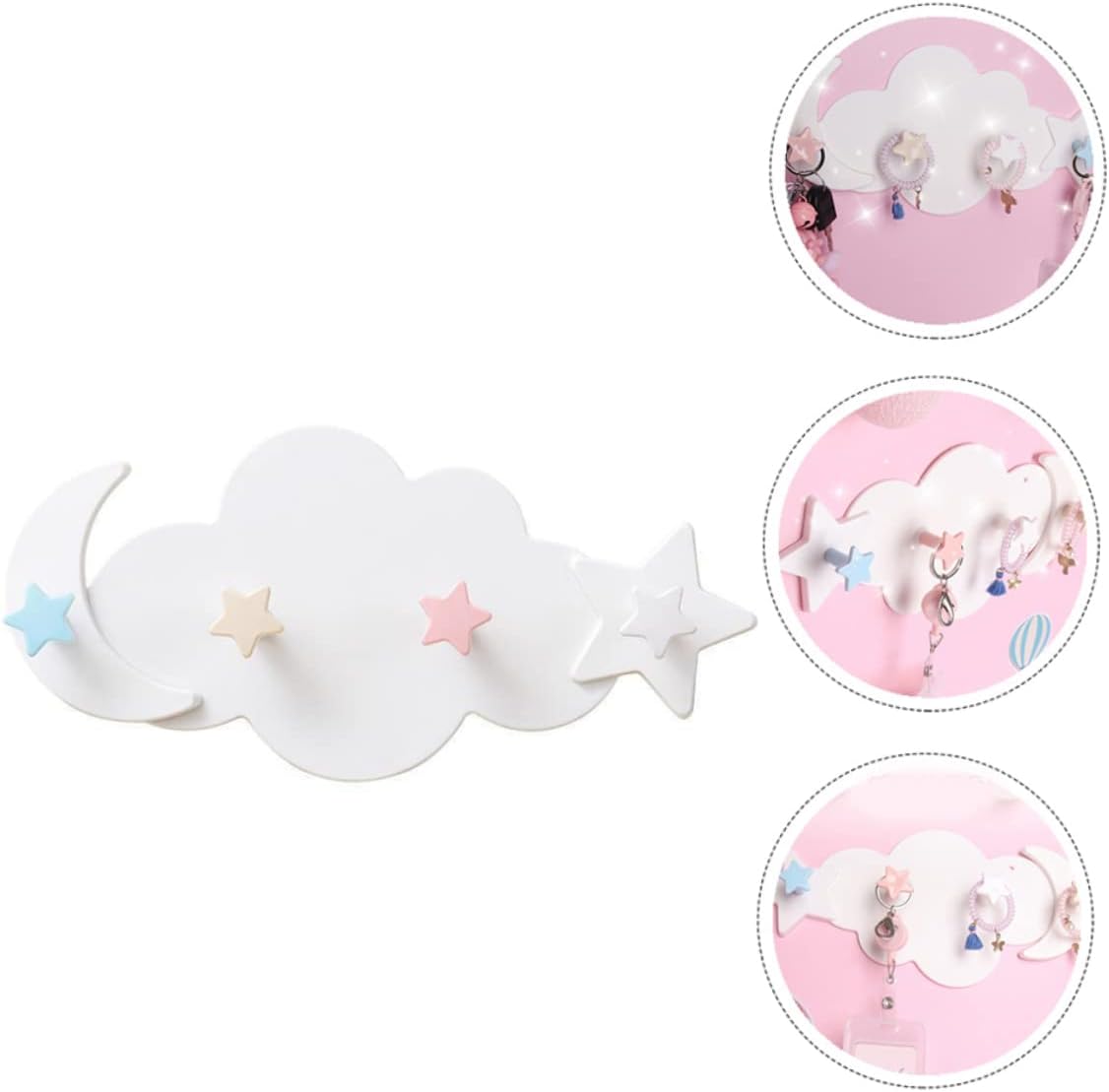 Healifty 2pcs Star Moon Wall Hooks Adhesive