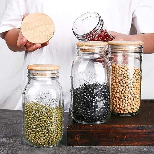 DingCo Reusable Mason Jar Lids Acacia Wood Silicone Sealing 8PCS Wide Mouth