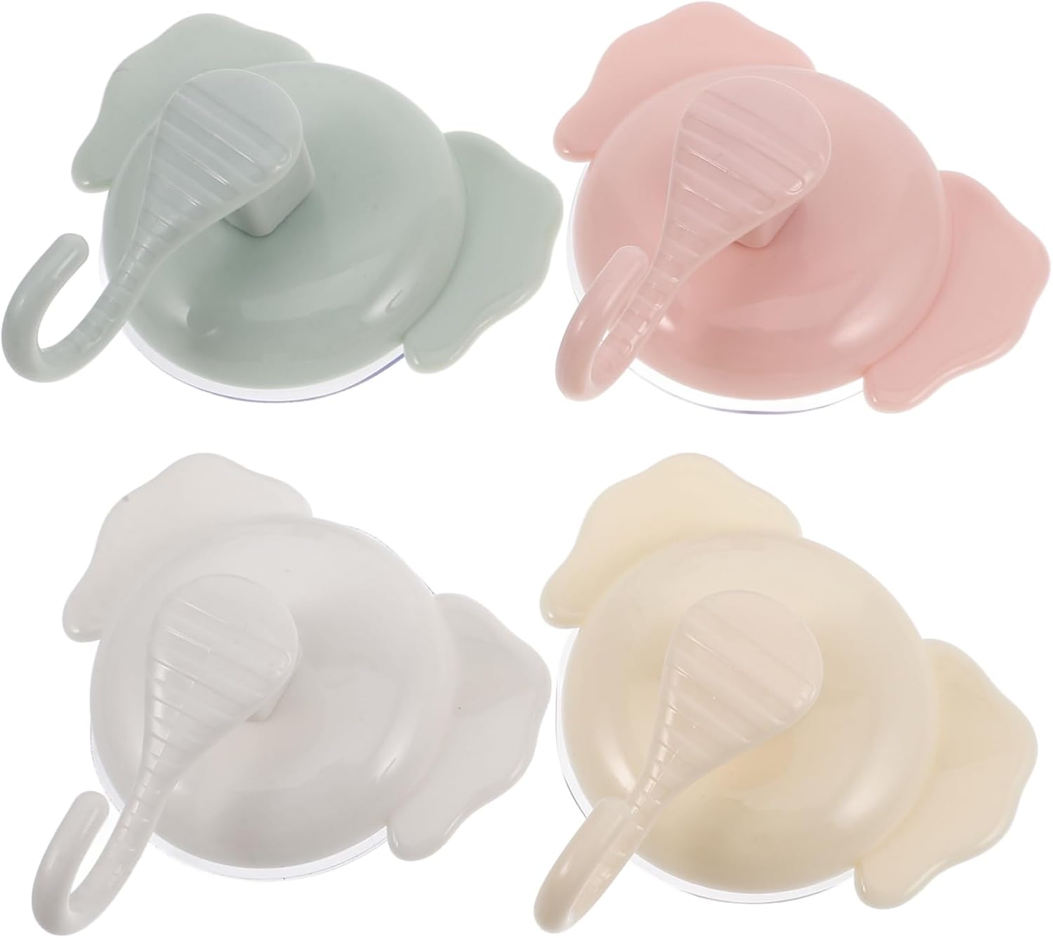 ABOOFAN 4pcs Cartoon Elephant Suction Cup Hooks for Bathroom Kitchen