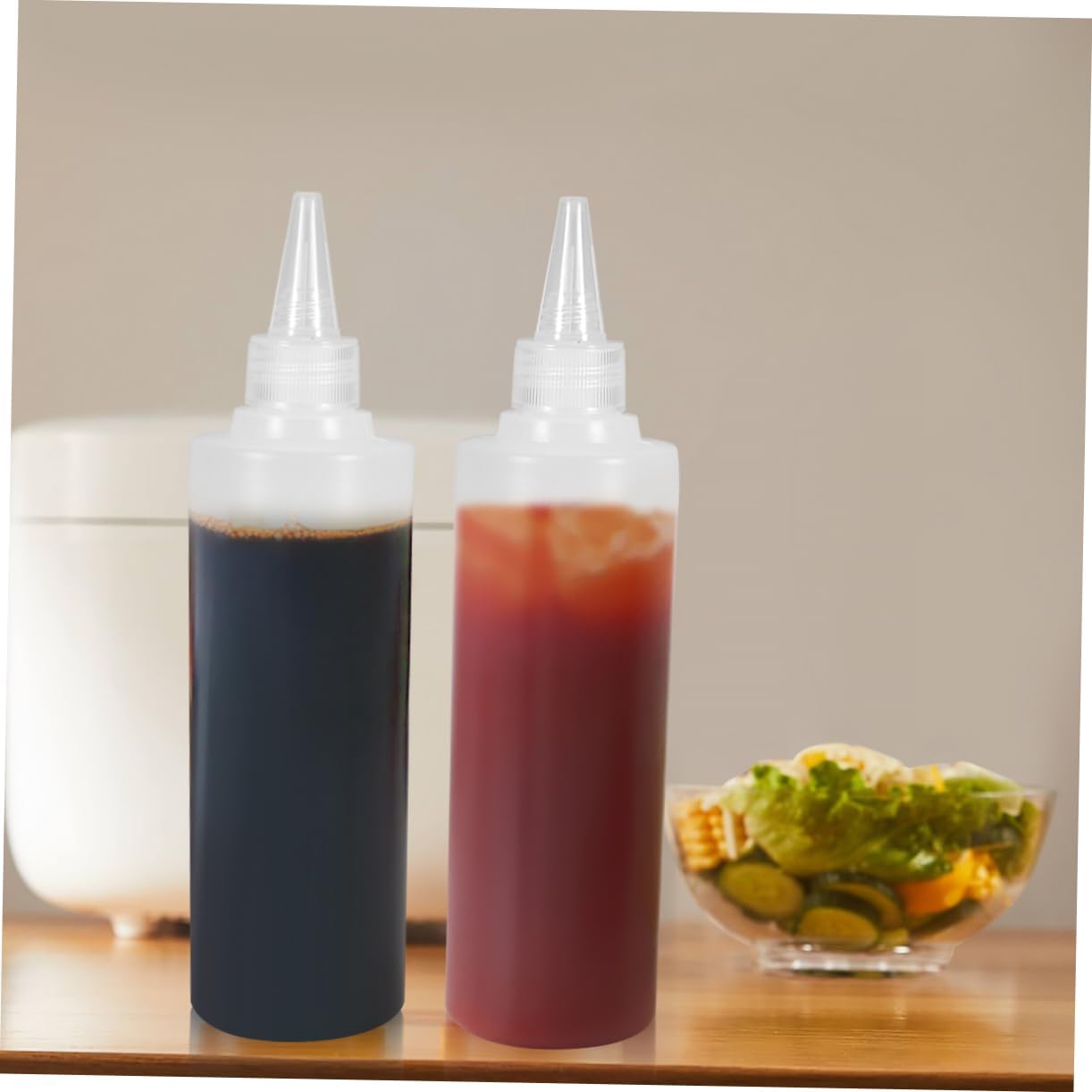6 Pack 250ml Pointed Mouth Squeeze Bottles for Condiment Use