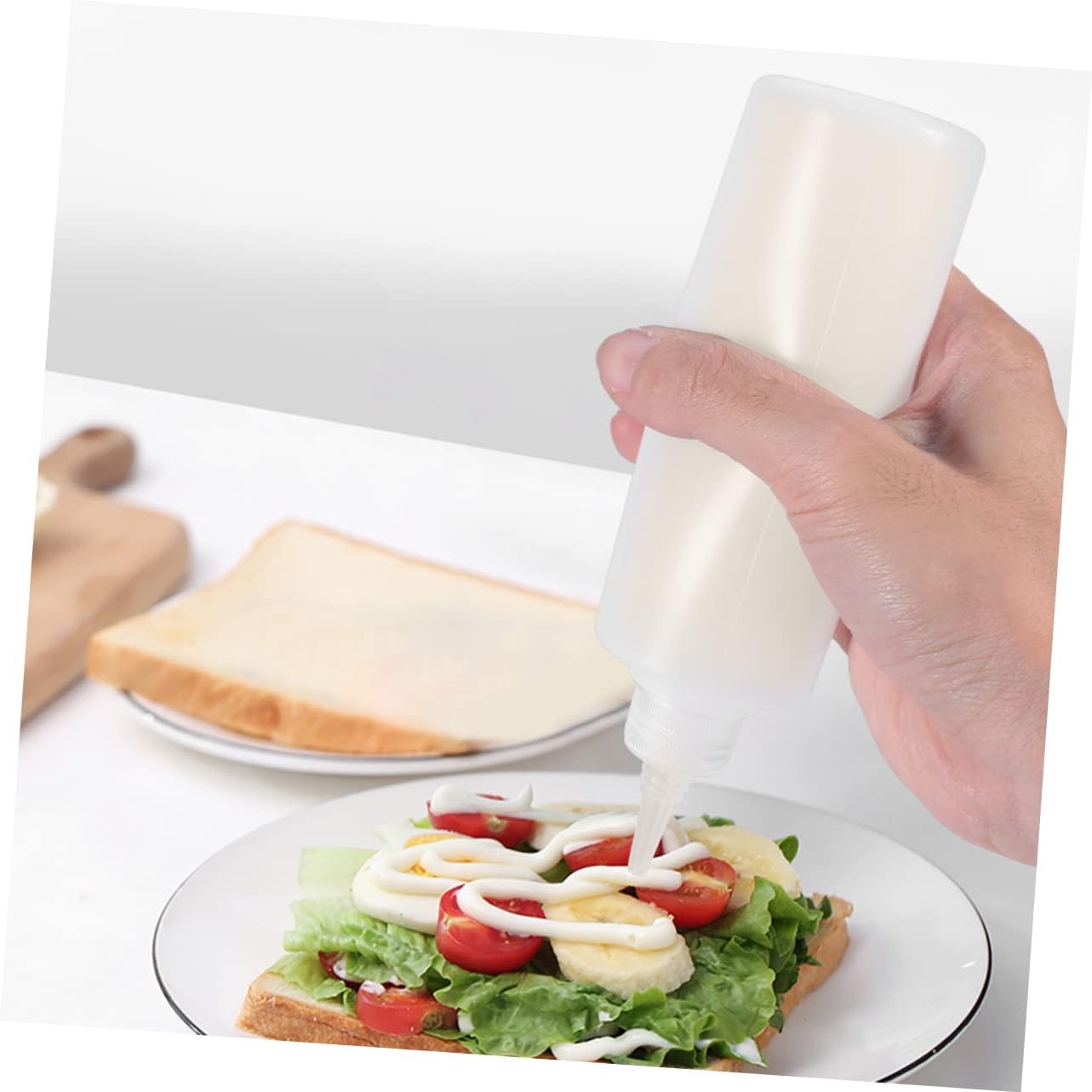 6 Pack 250ml Pointed Mouth Squeeze Bottles for Condiment Use
