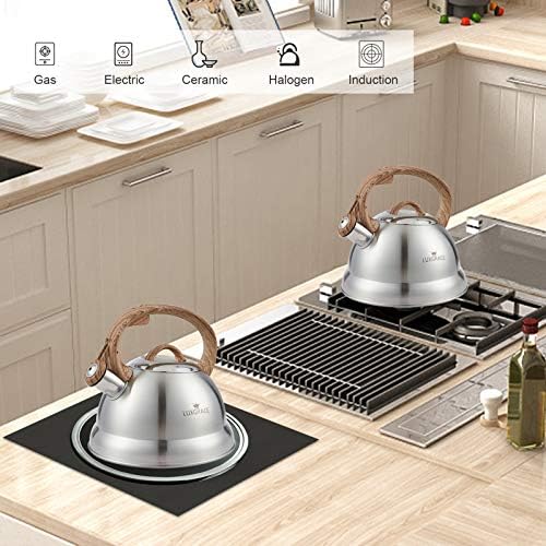 LUXGRACE 23 Qt Whistling Tea Kettle with Wood Handle