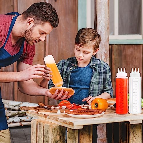 Maxdot 12 Pcs 24 Oz 3 Hole Squeeze Condiment Bottles