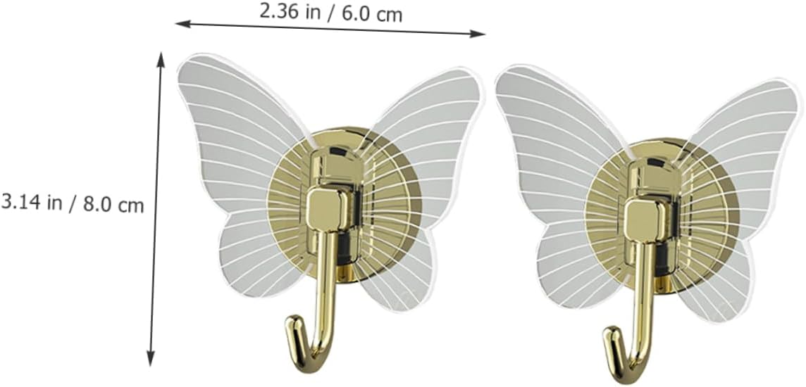 Happyyami 2pcs Butterfly Wall Hooks for Bathroom and Key Holders 1