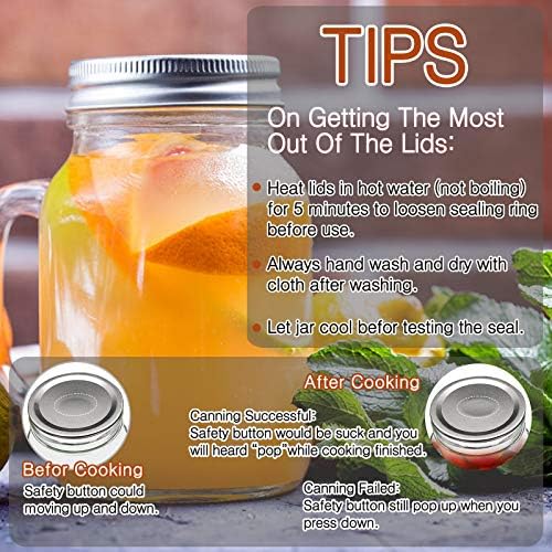 48Pcs Wide Mouth Canning Lids with Silicone Seals
