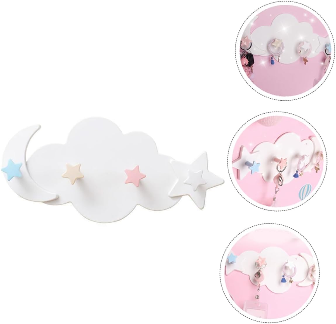 Ciieeo 2pcs Cloud Moon Adhesive Hooks for Keys Bags Hats