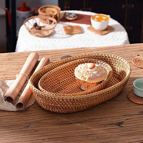 i-lan Handwoven Bread Serving Basket Set Natural Brown