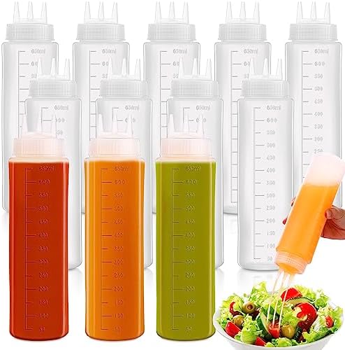Maxdot 12 Pcs 24 Oz 3 Hole Squeeze Condiment Bottles