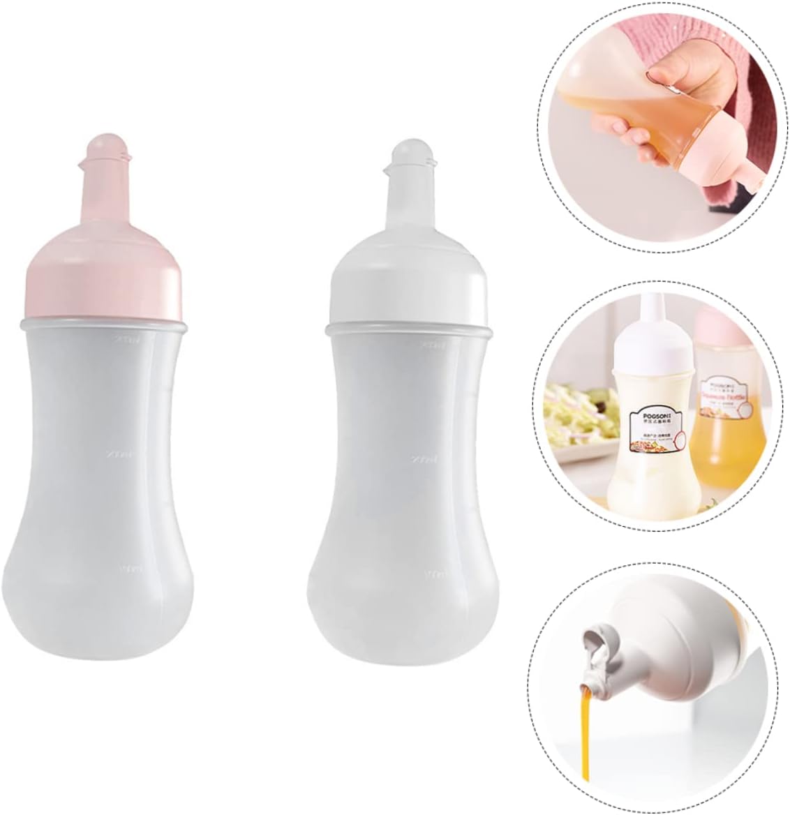 HOLIDYOYO 2Pcs 350ml Condiment Squeeze Bottles with Measurement