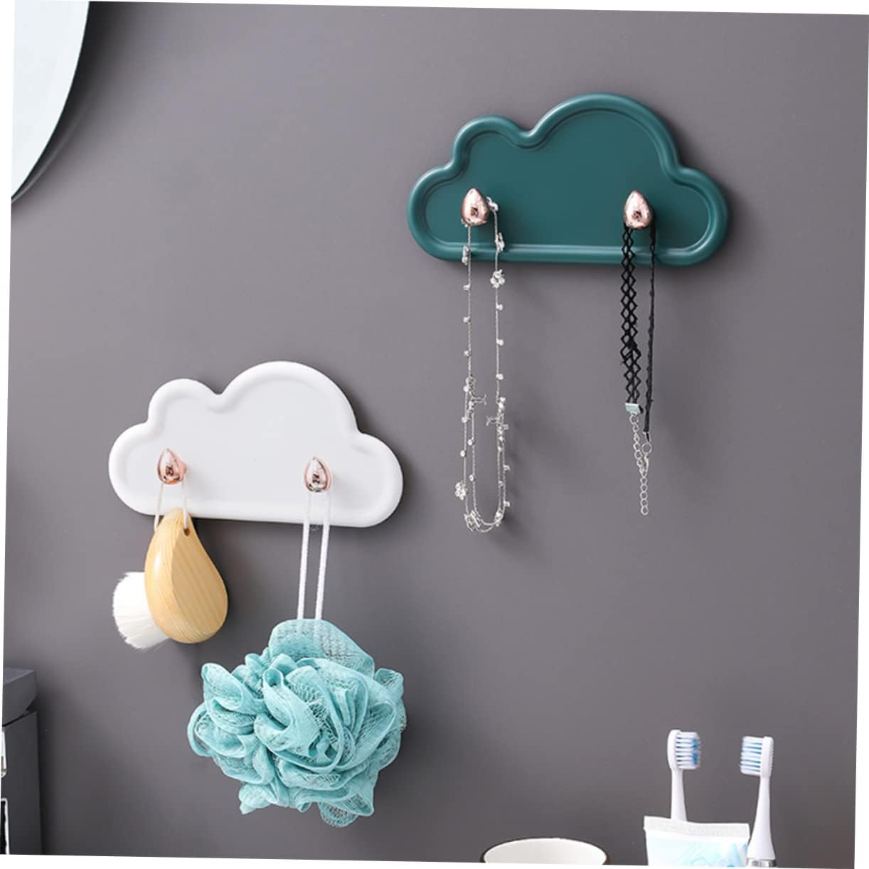 POPETPOP 4pcs Space-Saving Cloud Hangers Wall Hooks