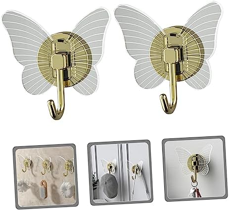Holibanna 2Pcs Self Adhesive Butterfly Wall Hooks