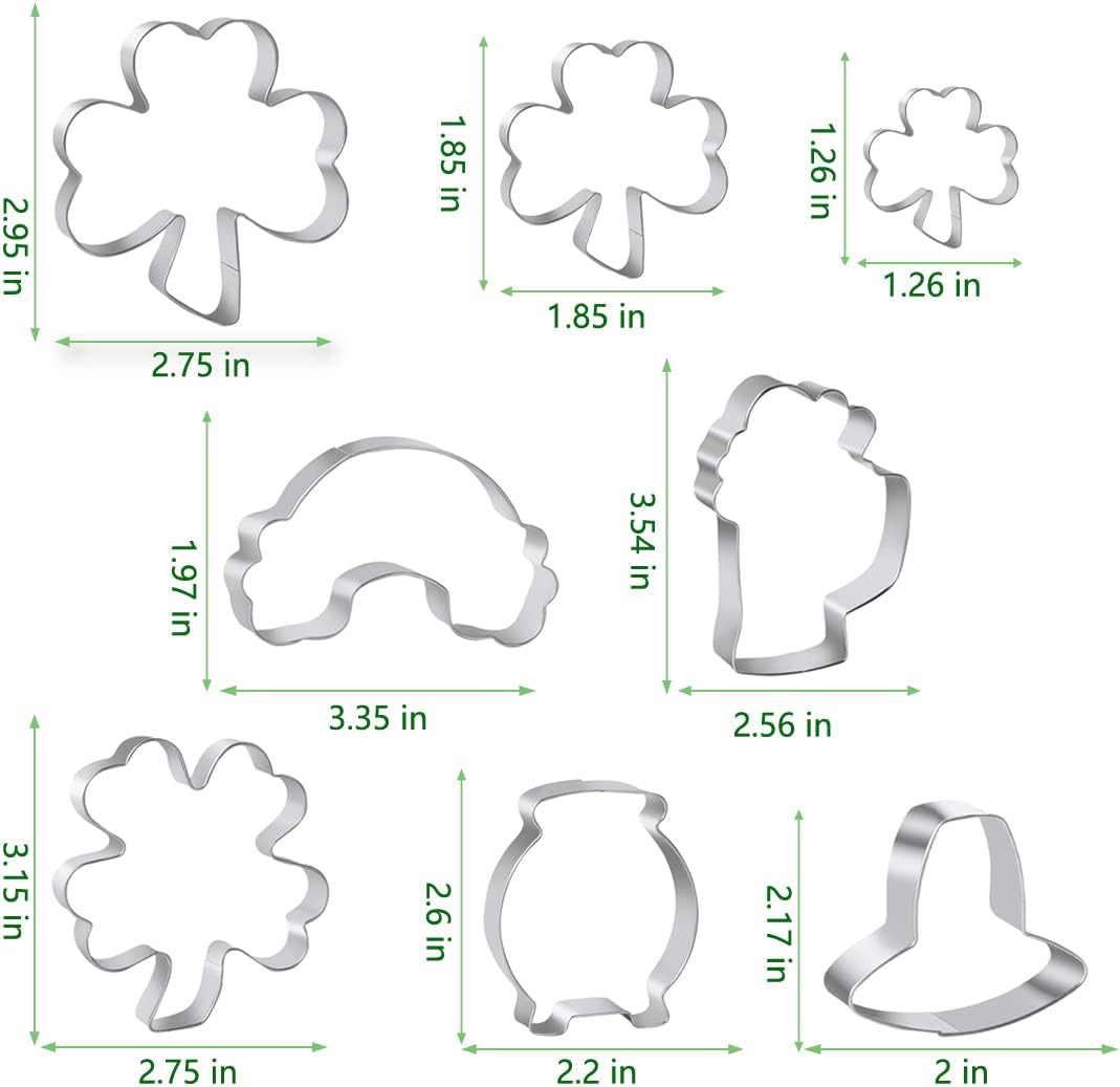 Strone St Patricks Day Cookie Cutter Set 8 Pcs