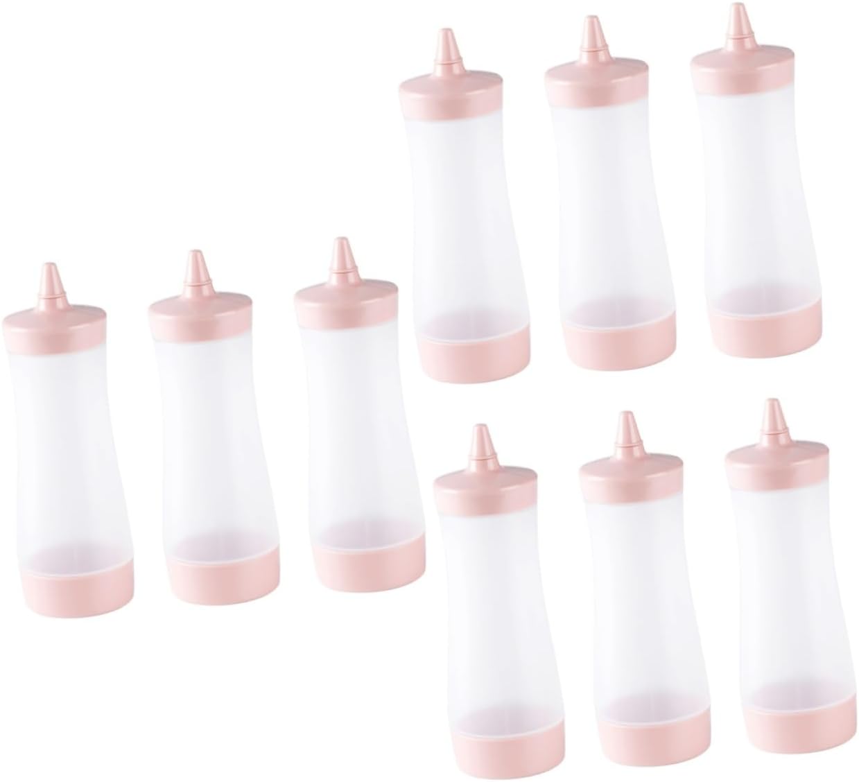 9 Pcs Condiment Bottle Squeeze Bottles with Lid Pink Reusable