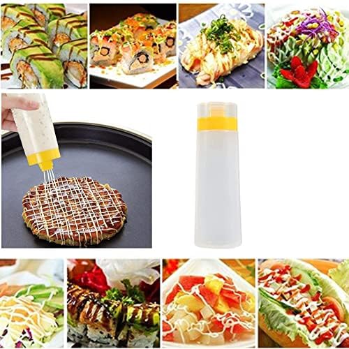Jilukibo 4 Hole Jam Squeeze Bottle 300ml Leak Proof with Cap Lids Yellow