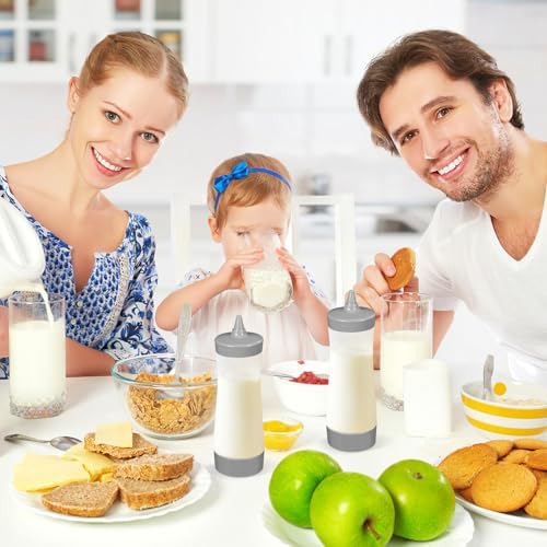 4 Pack Condiment Squeeze Bottles Reusable Leakproof Grey