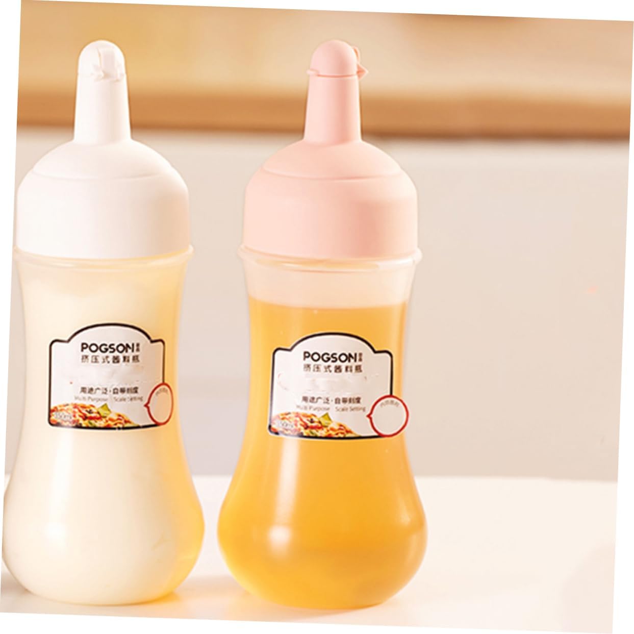 2Pcs 350ml Squeeze Sauce Bottles with Measurement Markings