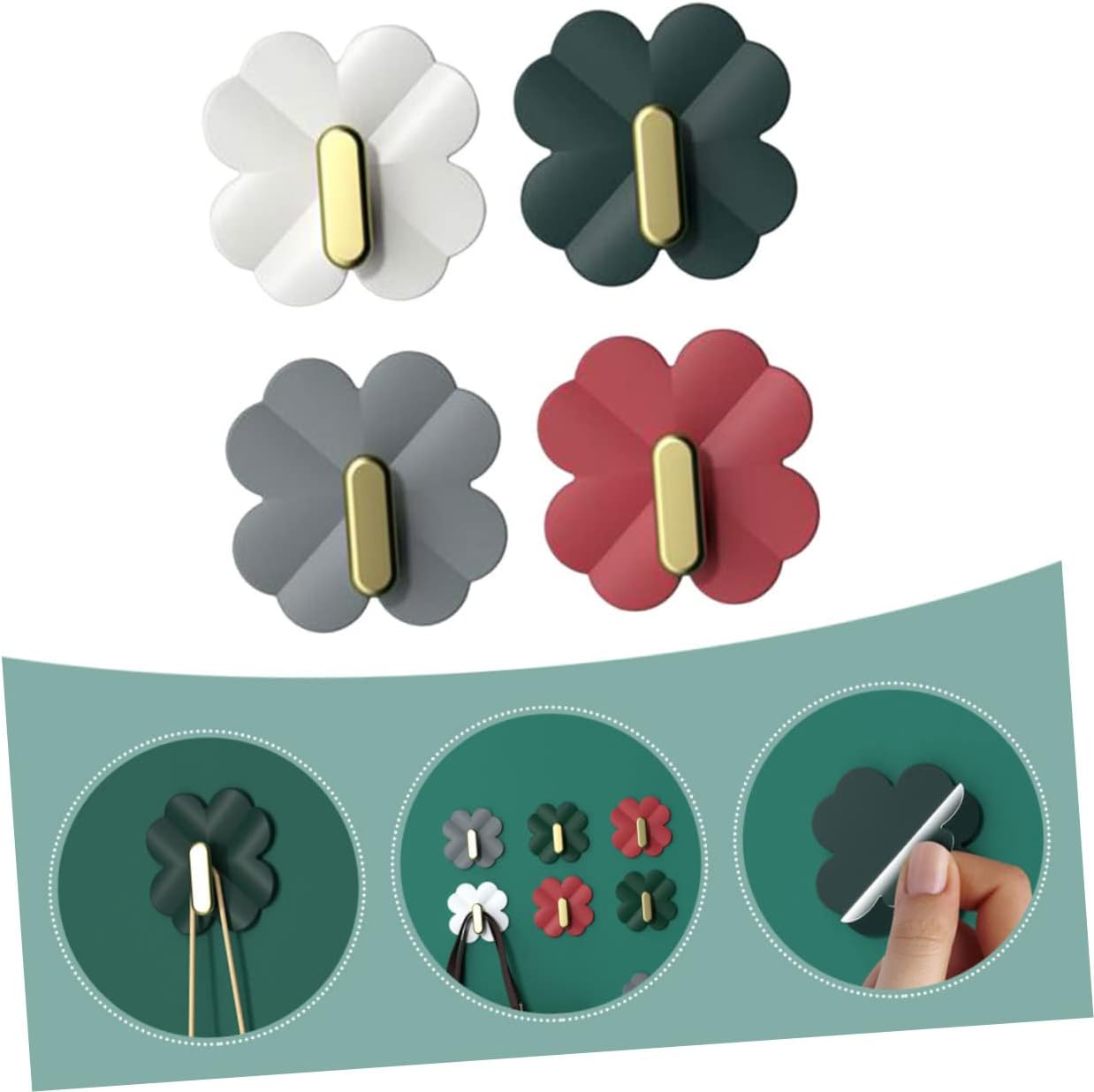 PRETYZOOM 4Pcs Cartoon Adhesive Wall Hooks